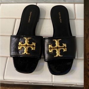 Tory Burch Black and Gold Sandals